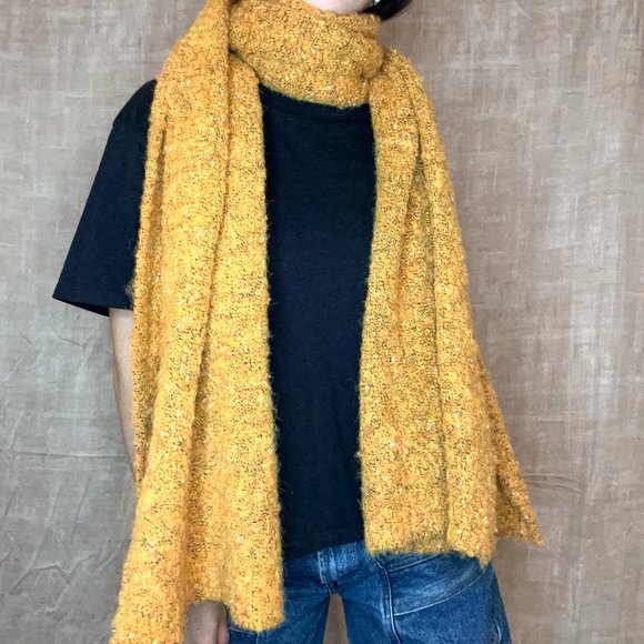 Fluffy Mustard Speckled Scarf - Picture 1 of 3